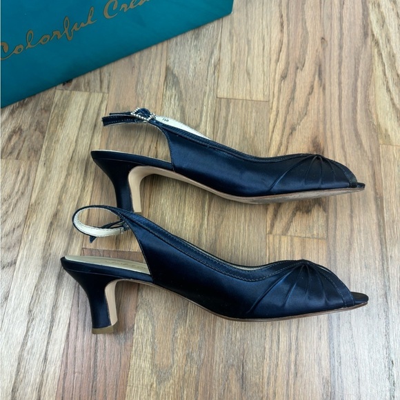 Colorful Creations Slingback Shoes Navy Kitten Heel 7.5B - Picture 3 of 6